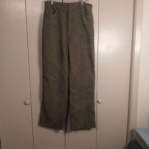 SHEIN Olive Green Straight Leg Large Cordaroy Pants (0544A1)